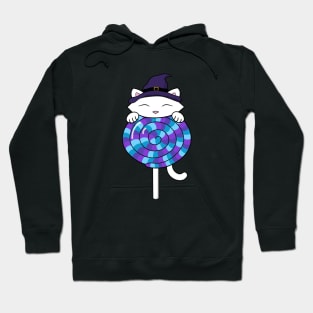 Halloween cat eating lollipop Hoodie